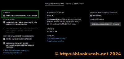 Logitech G HUB App-Einstellungen